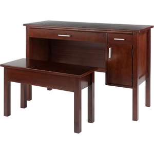 image:imageWinsome Wood Emmett 2Pc Desk Set wBench Walnut