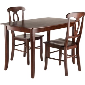 image:imageWinsome Wood Inglewood 3PC Set Table w 2 Key Hole Back Chairs Dining Walnut