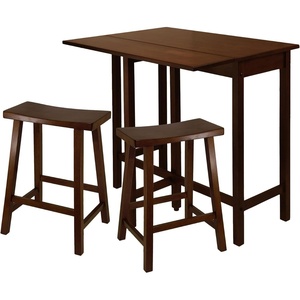 image:imageWinsome Wood Lynnwood 3Pc High Drop Leaf Table with 24 Saddle Seat Stool