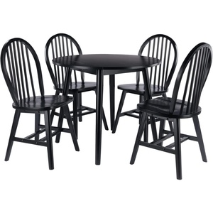 image:imageWinsome Wood Moreno 5Pc Drop Leaf Dining Table with Windsor Chairs  Black