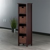 image:imageMilan 5Pc Storage Shelf with 4 Foldable Woven Baskets  Walnut