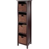 image:imageMilan 5Pc Storage Shelf with 4 Foldable Woven Baskets  Walnut