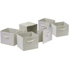 image:imageVerona 3 Section M Storage Shelf with 6 Foldable Beige Color Fabric BasketsBeige Baskets