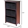 image:imageVerona 3 Section M Storage Shelf with 6 Foldable Beige Color Fabric BasketsBlack Baskets