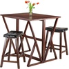image:imageWinsome 3Piece Harrington Drop Leaf High Table with 2 Cushion Saddle Seat Stools 24Inch BrownTransitional