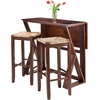 image:imageWinsome 3Piece Harrington Drop Leaf High Table with 2 Rush Seat Stools 29Inch Brown