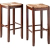 image:imageWinsome 3Piece Harrington Drop Leaf High Table with 2 Rush Seat Stools 29Inch Brown