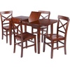 image:imageWinsome Darren 5pc Set Dining Table with XBack Chairs Walnut Finish
