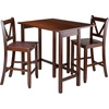 image:imageWinsome Lynnwood Collection 3 Piece Drop Leaf Table with 2 Counter VBack Stools Brown  Convenient Sturdy Mobile Kitchen amp Dining Room Table amp Chairs with Storage for Small Spaces Dorms Apartments