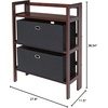 image:imageWinsome Torino 3Pc Folding Bookcase wFabric Baskets WalnutBlack 94395