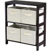 image:imageWinsome Wood Capri Wood 2 Section Storage Shelf with 4 Black Fabric Foldable Baskets  Foldable Organizer Baskets for Toys Clothes Sheets Craft Supplies Home amp Office Storage and Organization ContainersEspresso