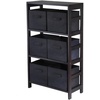 image:imageWinsome Wood Capri Wood 3 Section Storage Shelf with 6 Beige Fabric Foldable BasketsEspresso