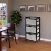 image:imageWinsome Wood Capri Wood 3 Section Storage Shelf with 6 Beige Fabric Foldable BasketsEspresso