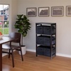 image:imageWinsome Wood Capri Wood 3 Section Storage Shelf with 6 Beige Fabric Foldable BasketsEspresso
