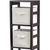 image:imageWinsome Wood Capri Wood 4 Section Storage Shelf with 4 Beige Fabric Foldable Baskets