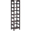 image:imageWinsome Wood Leo Wood 4 Tier Storage Shelf with 4 Small Rattan Baskets
