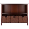 image:imageWinsome Wood Milan 4Pc Storage Shelf with 3 Foldable Woven Baskets  Walnut
