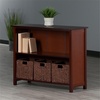 image:imageWinsome Wood Milan 4Pc Storage Shelf with 3 Foldable Woven Baskets  Walnut