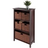 image:imageWinsome Wood Milan 6Pc Storage Shelf with 5 Foldable Woven Baskets  Walnut