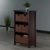 image:imageWinsome Wood Milan 6Pc Storage Shelf with 5 Foldable Woven Baskets  Walnut