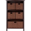 image:imageWinsome Wood Milan 6Pc Storage Shelf with 5 Foldable Woven Baskets  Walnut