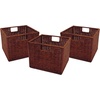 image:imageWinsome Wood Milan Wood 3 Tier Open Cabinet and 6 Rattan Baskets in Walnut Finish
