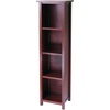 image:imageWinsome Wood Milan Wood 5 Tier Open Cabinet in Antique Walnut Finish and 4 Rattan Baskets in Antique Walnut Finish