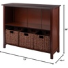 image:imageWinsome Wood Milan Wood 5 Tier Open Cabinet in Antique Walnut Finish and 4 Rattan Baskets in Antique Walnut Finish