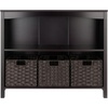 image:imageWinsome Wood Terrace 4Pc Storage Shelf with 3 Foldable Woven Baskets  Walnut and Chocolate