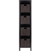 image:imageWinsome Wood Terrace 5Pc Storage Shelf with 4 Foldable Woven Baskets  Espresso and Chocolate