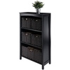 image:imageWinsome Wood Terrace 6Pc Storage Shelf with 5 Foldable Woven Baskets  Espresso and Chocolate