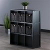 image:imageWinsome Wood Timothy 7Pc 3x3 Storage Shelf with 6 Foldable Woven Baskets  Black and Chocolate