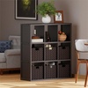 image:imageWinsome Wood Timothy 7Pc 3x3 Storage Shelf with 6 Foldable Woven Baskets  Black and Chocolate