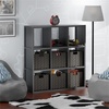 image:imageWinsome Wood Timothy 7Pc 3x3 Storage Shelf with 6 Foldable Woven Baskets  Black and Chocolate