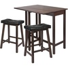 image:image3Pc Lynnwood Drop Leaf Kitchen Table with 2 Cushion Saddle Seat Stools