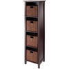 image:imageMilan 5Pc Storage Shelf with 4 Foldable Woven Baskets  Walnut
