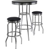 image:imageSummit 3Pc Pub Table and Swivel Stool Set Black amp Chrome