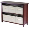 image:imageVerona 2Section W Storage Shelf with 6 Foldable Black Fabric BasketsBeige Baskets