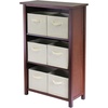 image:imageVerona 3 Section M Storage Shelf with 6 Foldable Beige Color Fabric BasketsBeige Baskets