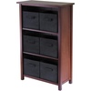 image:imageVerona 3 Section M Storage Shelf with 6 Foldable Beige Color Fabric BasketsBlack Baskets