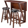 image:imageWinsome 3Piece Harrington Drop Leaf High Table with 2 Cushion Round Seat Stools 24Inch BrownTransitional