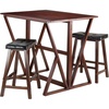 image:imageWinsome 3Piece Harrington Drop Leaf High Table with 2 Cushion Saddle Seat Stools 24Inch BrownTransitional