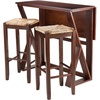 image:imageWinsome 3Piece Harrington Drop Leaf High Table with 2 Rush Seat Stools 29Inch Brown