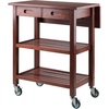 image:imageWinsome 94734 Jonathan 2 Drawer Rolling Kitchen Cart in WalnutSolid