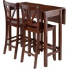 image:imageWinsome Lynnwood Collection 3 Piece Drop Leaf Table with 2 Counter VBack Stools Brown  Convenient Sturdy Mobile Kitchen amp Dining Room Table amp Chairs with Storage for Small Spaces Dorms Apartments