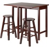 image:imageWinsome Lynnwood Extendable High Dining Table with 2 Round Stools 35 High 39 Wide Walnut