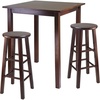 image:imageWinsome Parkland 3Pc High Dining Table with 2 Square Leg Bar Stools Walnut