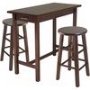 image:imageWinsome Sally 3Pc Breakfast Table with 2 Square Leg Counter Stools Walnut