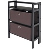 image:imageWinsome Torino 3PC Set Folding Bookcase wFabric Basket Storage and Organization BlackChocolate
