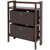 image:imageWinsome Torino 3PC Set Folding Bookcase wFabric Basket Storage and Organization EspressoChocolate